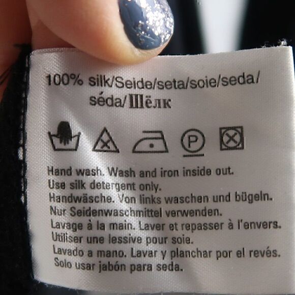 BOSS HUGO BOSS BLACK V NECK LONG SLEEVE SILK SHIRT SIZE MEDIUM - Picture 4 of 11